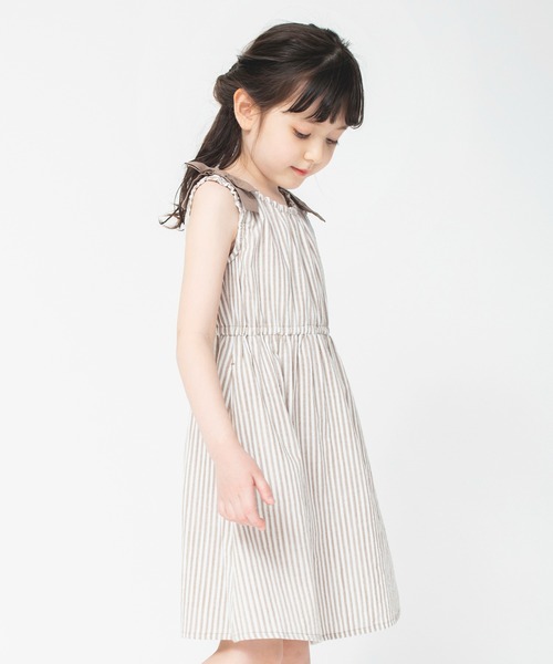 BRANSHES（ブランシェス）の「肩リボンワンピース（ワンピース・キッズ・ベージュ/グリーン・130/120/140/100/90/110/150）」の16枚目の写真