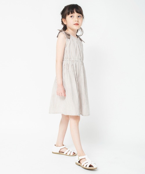 BRANSHES（ブランシェス）の「肩リボンワンピース（ワンピース・キッズ・ベージュ/グリーン・130/120/140/100/90/110/150）」の12枚目の写真