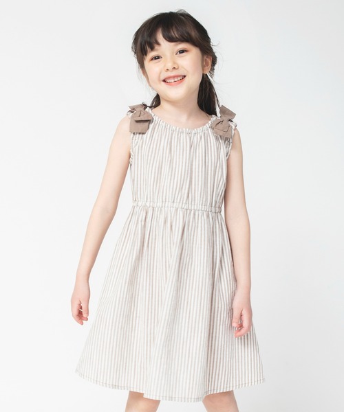 BRANSHES（ブランシェス）の「肩リボンワンピース（ワンピース・キッズ・ベージュ/グリーン・130/120/140/100/90/110/150）」の14枚目の写真
