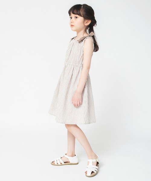 BRANSHES（ブランシェス）の「肩リボンワンピース（ワンピース・キッズ・ベージュ/グリーン・130/120/140/100/90/110/150）」の11枚目の写真