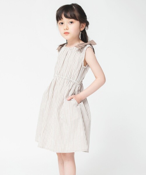 BRANSHES（ブランシェス）の「肩リボンワンピース（ワンピース・キッズ・ベージュ/グリーン・130/120/140/100/90/110/150）」の13枚目の写真