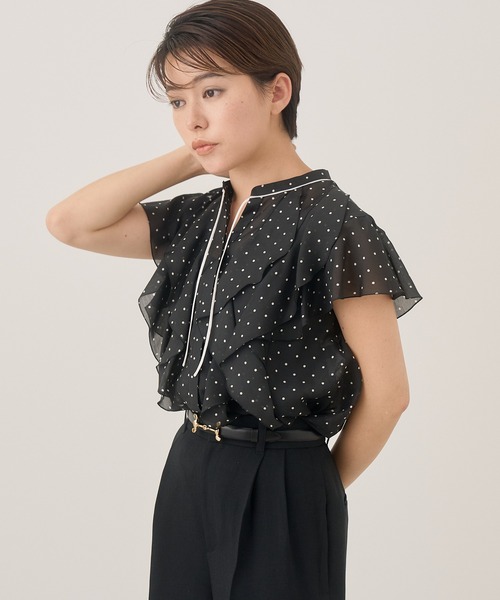 アナイ　ドットスパンローンラッフルブラウス ANAYI（アナイ）の「ドットスパンローンラッフル ブラウス（シャツ