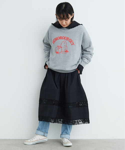 Dot＆Stripes CHILD WOMAN（ドットアンドストライプス　チャイルドウーマン）の「高密度ブロード×トーションレースワンピース（ワンピース・レディース・ホワイト/ブラック・FREE）」の6枚目の写真