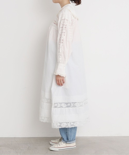 Dot＆Stripes CHILD WOMAN（ドットアンドストライプス　チャイルドウーマン）の「高密度ブロード×トーションレースワンピース（ワンピース・レディース・ホワイト/ブラック・FREE）」の12枚目の写真