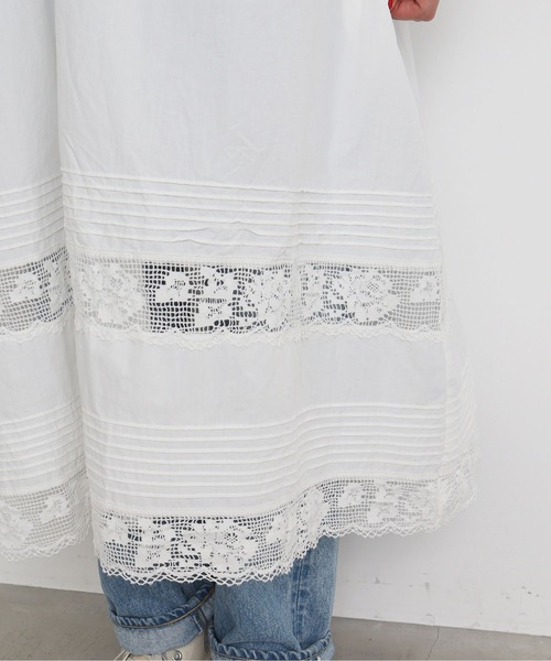 Dot＆Stripes CHILD WOMAN（ドットアンドストライプス　チャイルドウーマン）の「高密度ブロード×トーションレースワンピース（ワンピース・レディース・ホワイト/ブラック・FREE）」の19枚目の写真