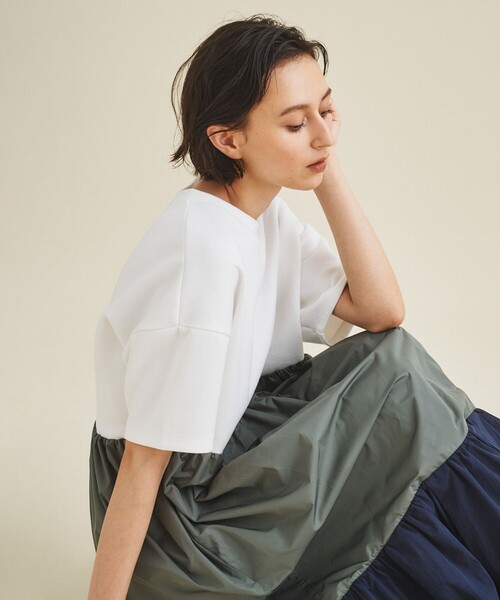 GRACE CLASS(グレースクラス)の「タフタコンビTeeワンピース(ワンピース・レディース・ホワイト/ベージュ・36)」の2枚目の写真