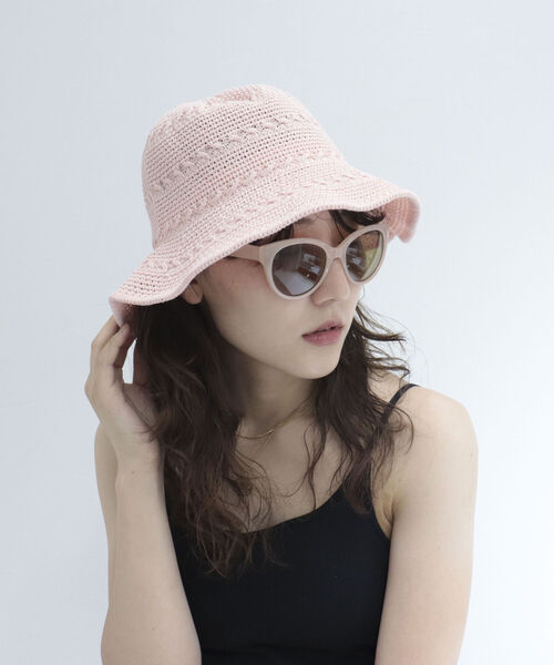 fredy emue（フレディエミュ）の「【WEB限定】柄編みチューリップハット（ハット・レディース・アイボリー/ブラウン/ブラック/テラコッタ/ピンク・FREE）」の5枚目の写真