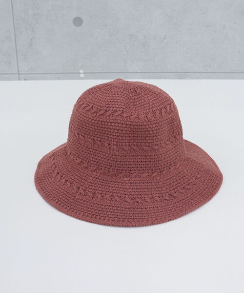 fredy emue（フレディエミュ）の「【WEB限定】柄編みチューリップハット（ハット・レディース・アイボリー/ブラウン/ブラック/テラコッタ/ピンク・FREE）」の17枚目の写真