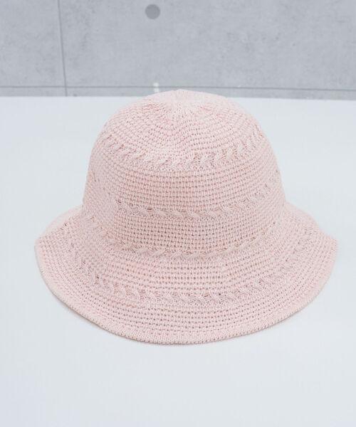 fredy emue（フレディエミュ）の「【WEB限定】柄編みチューリップハット（ハット・レディース・アイボリー/ブラウン/ブラック/テラコッタ/ピンク・FREE）」の7枚目の写真