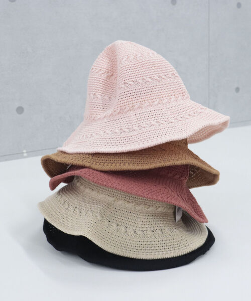 fredy emue（フレディエミュ）の「【WEB限定】柄編みチューリップハット（ハット・レディース・アイボリー/ブラウン/ブラック/テラコッタ/ピンク・FREE）」の14枚目の写真
