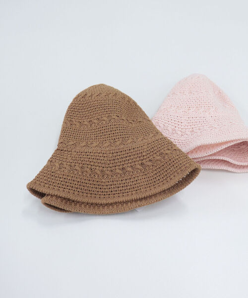 fredy emue（フレディエミュ）の「【WEB限定】柄編みチューリップハット（ハット・レディース・アイボリー/ブラウン/ブラック/テラコッタ/ピンク・FREE）」の8枚目の写真
