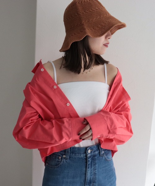 fredy emue（フレディエミュ）の「【WEB限定】柄編みチューリップハット（ハット・レディース・アイボリー/ブラウン/ブラック/テラコッタ/ピンク・FREE）」の3枚目の写真