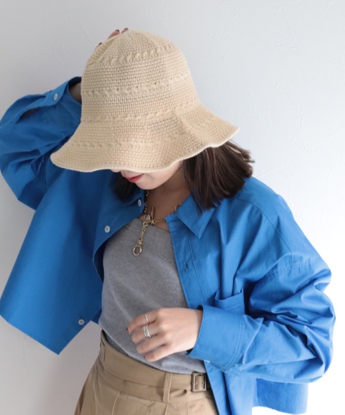 fredy emue（フレディエミュ）の「【WEB限定】柄編みチューリップハット（ハット・レディース・アイボリー/ブラウン/ブラック/テラコッタ/ピンク・FREE）」の19枚目の写真