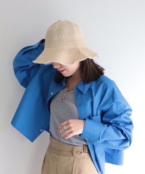 fredy emue（フレディエミュ）の「【WEB限定】柄編みチューリップハット（ハット・レディース・アイボリー/ブラウン/ブラック/テラコッタ/ピンク・FREE）」の20枚目の写真