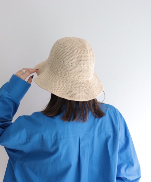 fredy emue（フレディエミュ）の「【WEB限定】柄編みチューリップハット（ハット・レディース・アイボリー/ブラウン/ブラック/テラコッタ/ピンク・FREE）」の21枚目の写真