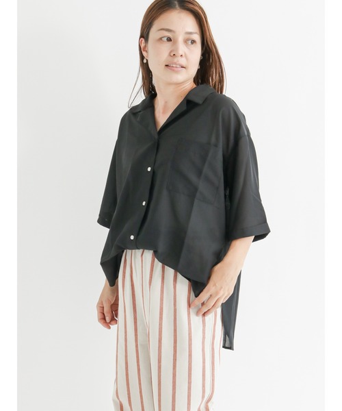 Lugnoncure（ルノンキュール）の「シアー開襟シャツ（シャツ/ブラウス・レディース・ブラック/オフホワイト/ピンク・ﾌﾘ-）」の8枚目の写真