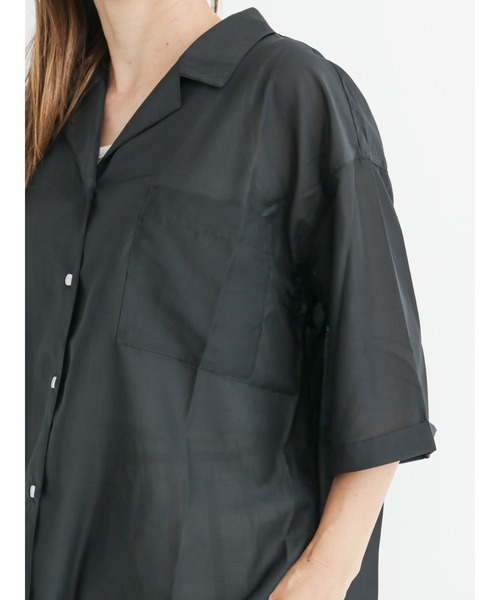 Lugnoncure（ルノンキュール）の「シアー開襟シャツ（シャツ/ブラウス・レディース・ブラック/オフホワイト/ピンク・ﾌﾘ-）」の12枚目の写真