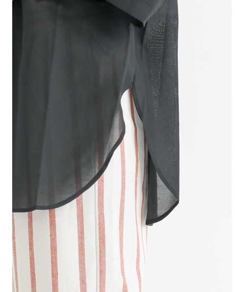 Lugnoncure（ルノンキュール）の「シアー開襟シャツ（シャツ/ブラウス・レディース・ブラック/オフホワイト/ピンク・ﾌﾘ-）」の13枚目の写真