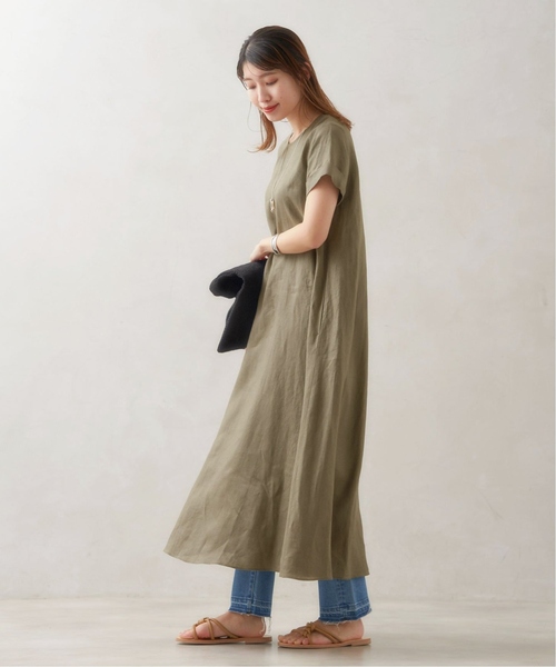 JOURNAL STANDARD（ジャーナルスタンダード）の「■■■《追加3》リネンハーフスリーブマキシフレアワンピース（ワンピース・レディース・ブラック/カーキ/ピンク/キャメル/ブラウン/ネイビー・36/38）」の18枚目の写真