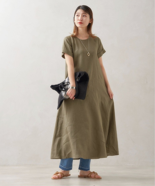 JOURNAL STANDARD（ジャーナルスタンダード）の「■■■《追加3》リネンハーフスリーブマキシフレアワンピース（ワンピース・レディース・ブラック/カーキ/ピンク/キャメル/ブラウン/ネイビー・36/38）」の19枚目の写真