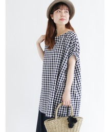 Samansa Mos2 | リネン混袖口ギャザー前後2WAYチュニック(シャツ/ブラウス)