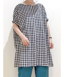 Samansa Mos2 | リネン混袖口ギャザー前後2WAYチュニック(シャツ/ブラウス)