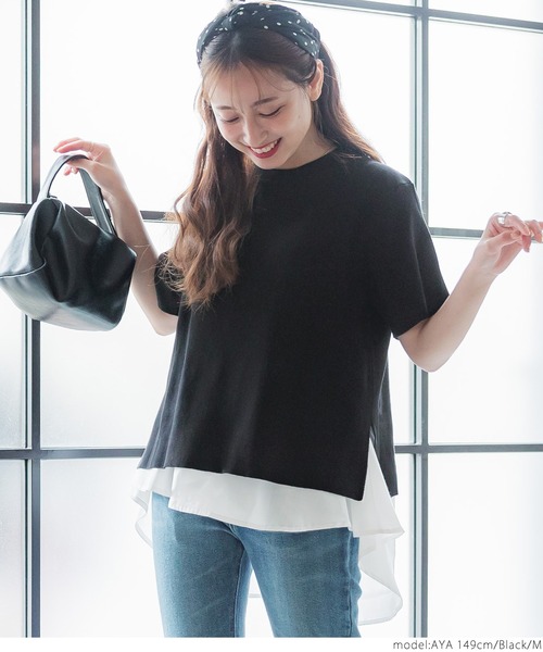 coca(coca)(コカ)の「プレーンニットセットブラウス(シャツ/ブラウス・レディース・ブラック・L/M)」の4枚目の写真