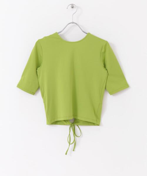HEYUMM(ヘユム)の「2WAYカットアウトトップ(Tシャツ/カットソー・レディース・ブラック/グリーン・ONE)」の3枚目の写真