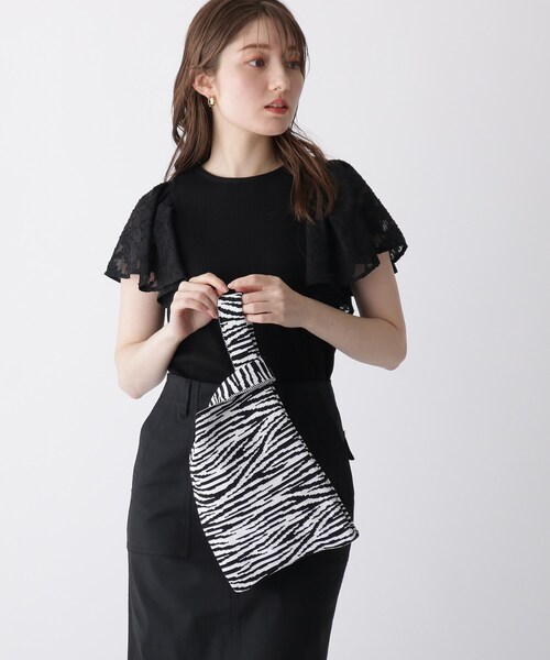 OPAQUE.CLIP（オペークドットクリップ）の「◆ニットジャカードマルシェトート（トートバッグ・レディース・グリーン/ホワイト系3/ダークブラウン系/ピンク系6・00）」の2枚目の写真