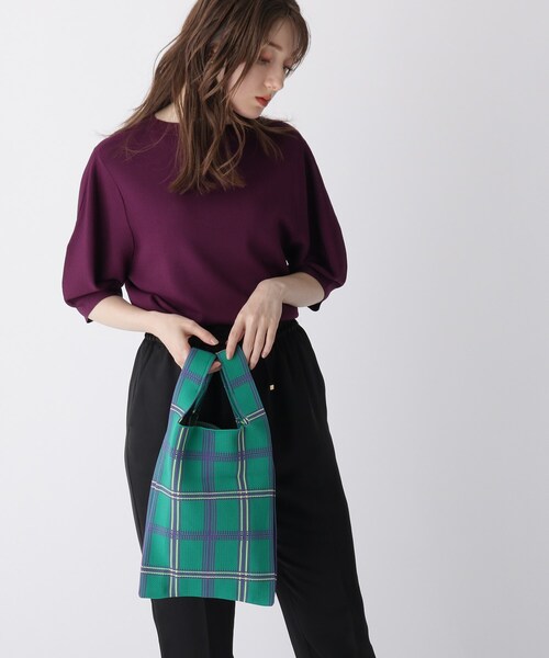 OPAQUE.CLIP（オペークドットクリップ）の「◆ニットジャカードマルシェトート（トートバッグ・レディース・グリーン/ホワイト系3/ダークブラウン系/ピンク系6・00）」の16枚目の写真