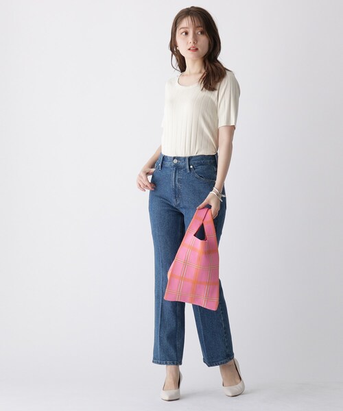 OPAQUE.CLIP（オペークドットクリップ）の「◆ニットジャカードマルシェトート（トートバッグ・レディース・グリーン/ホワイト系3/ダークブラウン系/ピンク系6・00）」の17枚目の写真