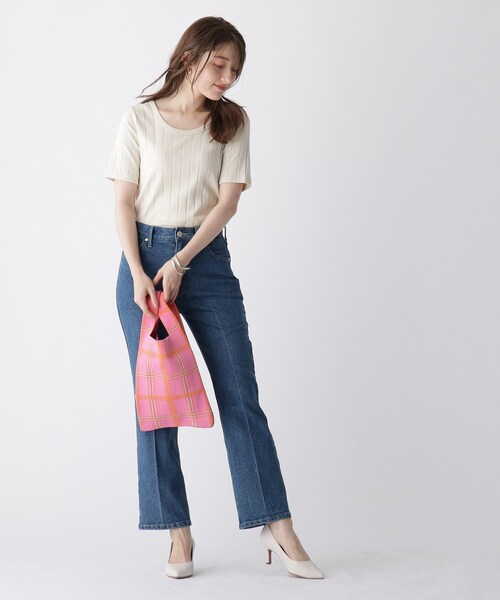 OPAQUE.CLIP（オペークドットクリップ）の「◆ニットジャカードマルシェトート（トートバッグ・レディース・グリーン/ホワイト系3/ダークブラウン系/ピンク系6・00）」の18枚目の写真