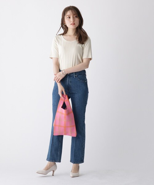 OPAQUE.CLIP（オペークドットクリップ）の「◆ニットジャカードマルシェトート（トートバッグ・レディース・グリーン/ホワイト系3/ダークブラウン系/ピンク系6・00）」の19枚目の写真