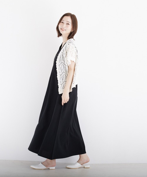 PAPAVER（パパヴェル）の「【PAPAVER】綿エンボスJSK（ジャンパースカート・レディース・ブラック/ブルー/キャメル・MEDIUM）」の5枚目の写真