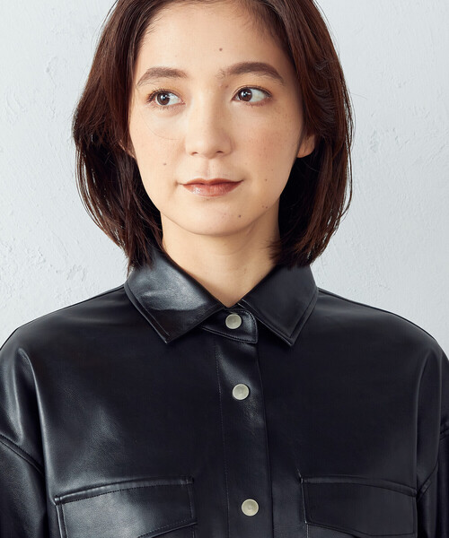 COMME CA ISM(コムサイズム)の「フェイクレザー シャツ ブルゾン(ブルゾン・レディース・ブラック・MEDIUM/LARGE)」の10枚目の写真