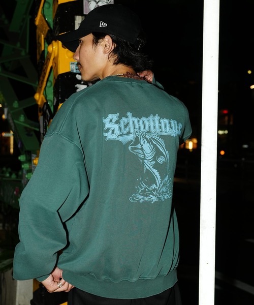 schott(ショット)の「【WEB LIMITED】Schott/ショット/OVERDYE CREW SWEAT SPLASHED/オーバーダイ スウェット フィッシュ(スウェット・メンズ・ブラック/ベージュ/グリーン/パープル・MEDIUM/LARGE/X-LARGE/XX-LARGE)」の4枚目の写真