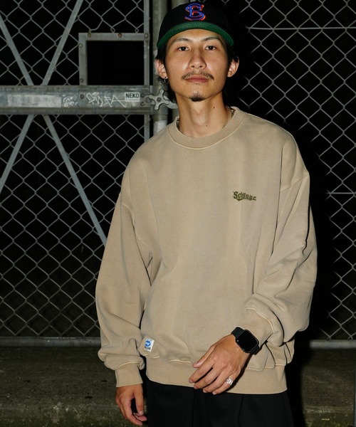 schott(ショット)の「【WEB LIMITED】Schott/ショット/OVERDYE CREW SWEAT SPLASHED/オーバーダイ スウェット フィッシュ(スウェット・メンズ・ブラック/ベージュ/グリーン/パープル・MEDIUM/LARGE/X-LARGE/XX-LARGE)」の6枚目の写真