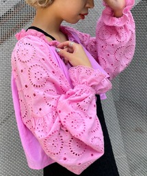 【HELLO.SANFRANCISCO/ハローサンフランシスコ】パッチワークレースショートブラウス