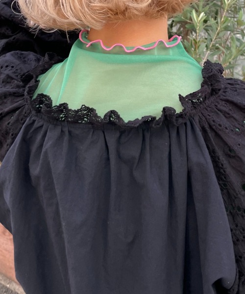 HELLO.SANFRANCISCO(ハローサンフランシスコ)の「【HELLO.SANFRANCISCO/ハローサンフランシスコ】パッチワークレースショートブラウス(シャツ/ブラウス・レディース・ホワイト/ブラック/ピンク・FREE)」の6枚目の写真