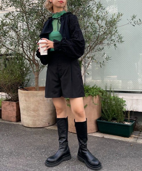 HELLO.SANFRANCISCO(ハローサンフランシスコ)の「【HELLO.SANFRANCISCO/ハローサンフランシスコ】パッチワークレースショートブラウス(シャツ/ブラウス・レディース・ホワイト/ブラック/ピンク・FREE)」の5枚目の写真