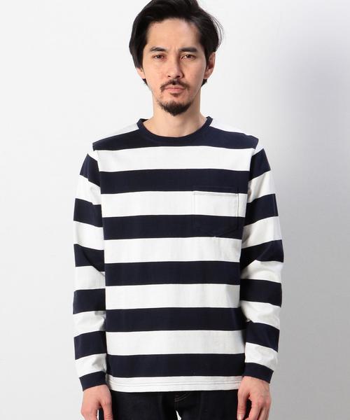 coen（コーエン）の「ボーダークルーネックラガーシャツ§（Tシャツ/カットソー・メンズ・ホワイト/オレンジ・X-LARGE/SMALL/MEDIUM/LARGE）」の4枚目の写真