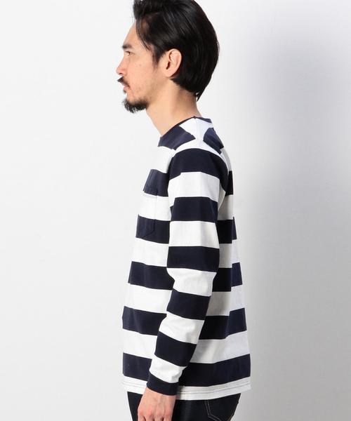 coen（コーエン）の「ボーダークルーネックラガーシャツ§（Tシャツ/カットソー・メンズ・ホワイト/オレンジ・X-LARGE/SMALL/MEDIUM/LARGE）」の5枚目の写真