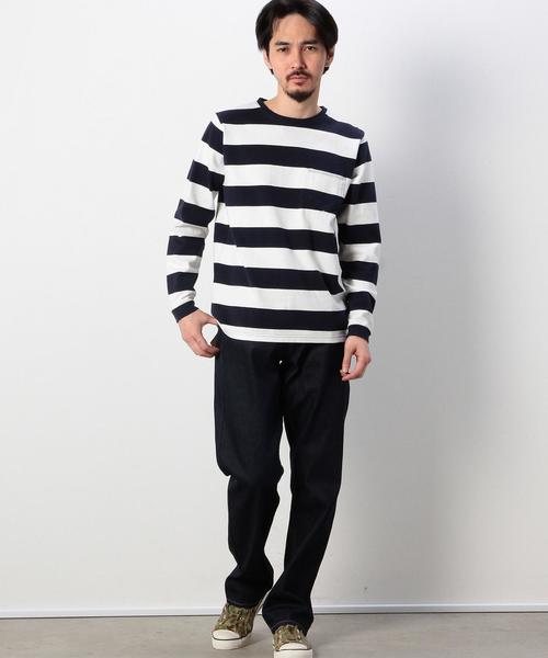 coen（コーエン）の「ボーダークルーネックラガーシャツ§（Tシャツ/カットソー・メンズ・ホワイト/オレンジ・X-LARGE/SMALL/MEDIUM/LARGE）」の6枚目の写真