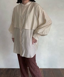 バンドカラー ケープシャツ