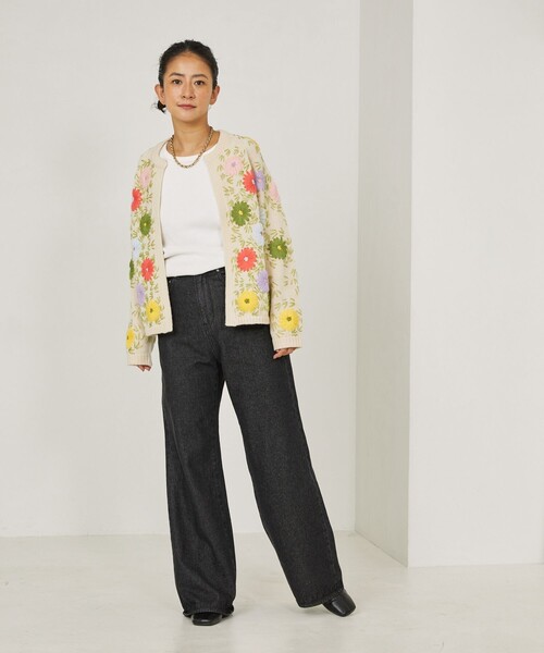 Freada（フリーダ）の「Freada/フリーダ フラワー刺繍ニットカーディガン（カーディガン/ボレロ・レディース・ナチュラル・ﾌﾘ-）」の7枚目の写真