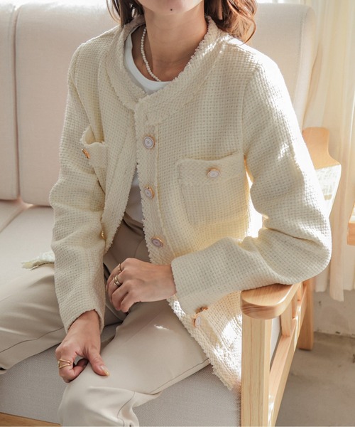 AMELY（エミリー）の「フリンジツイードジャケット（その他アウター