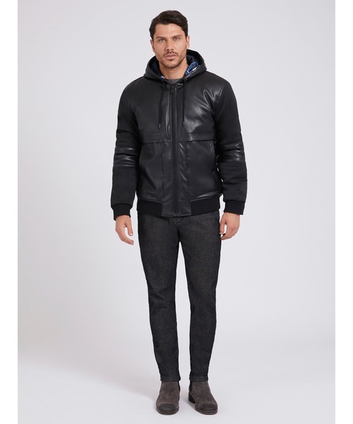 Guess（ゲス）の「Downtown Branded Bomber Jacket（ブルゾン・メンズ・ブラック・SMALL/MEDIUM/LARGE/X-LARGE）」の5枚目の写真