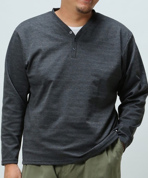 B&T CLUB（ビーティークラブ）の「Vネック ロングＴシャツ（Tシャツ/カットソー・メンズ・ブラック/グレー・X1(3L～4L)/X2(4L～5L)/X3(6L～7L)/X4(8L～9L)）」の9枚目の写真