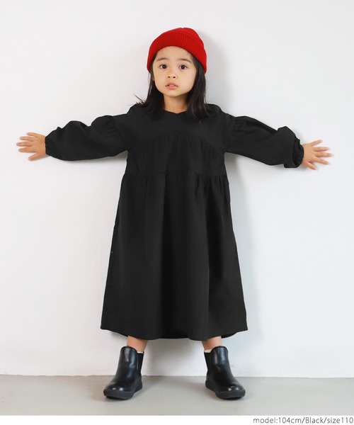 coca（coca）（コカ）の「キッズ 親子お揃いティアードボリュームワンピース（ワンピース・キッズ・ブラック・100/110/120/130）」の9枚目の写真