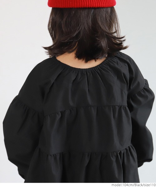 coca（coca）（コカ）の「キッズ 親子お揃いティアードボリュームワンピース（ワンピース・キッズ・ブラック・100/110/120/130）」の11枚目の写真